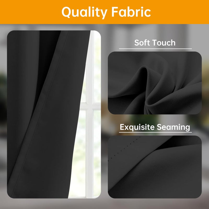 hoeflife Room Divider Curtains  Blackout Ceiling Track Curtains with Hook Sound Proof Floor Curtains Perfect for Ceiling Mount Curtain Tracks Wall Divider for Room Separation (Black  W100 x H84) - Image 4